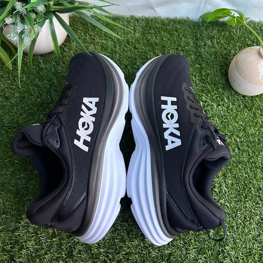 HOKA BONDI 8 Running black and white Shoe women size 12.5 2E new/no box